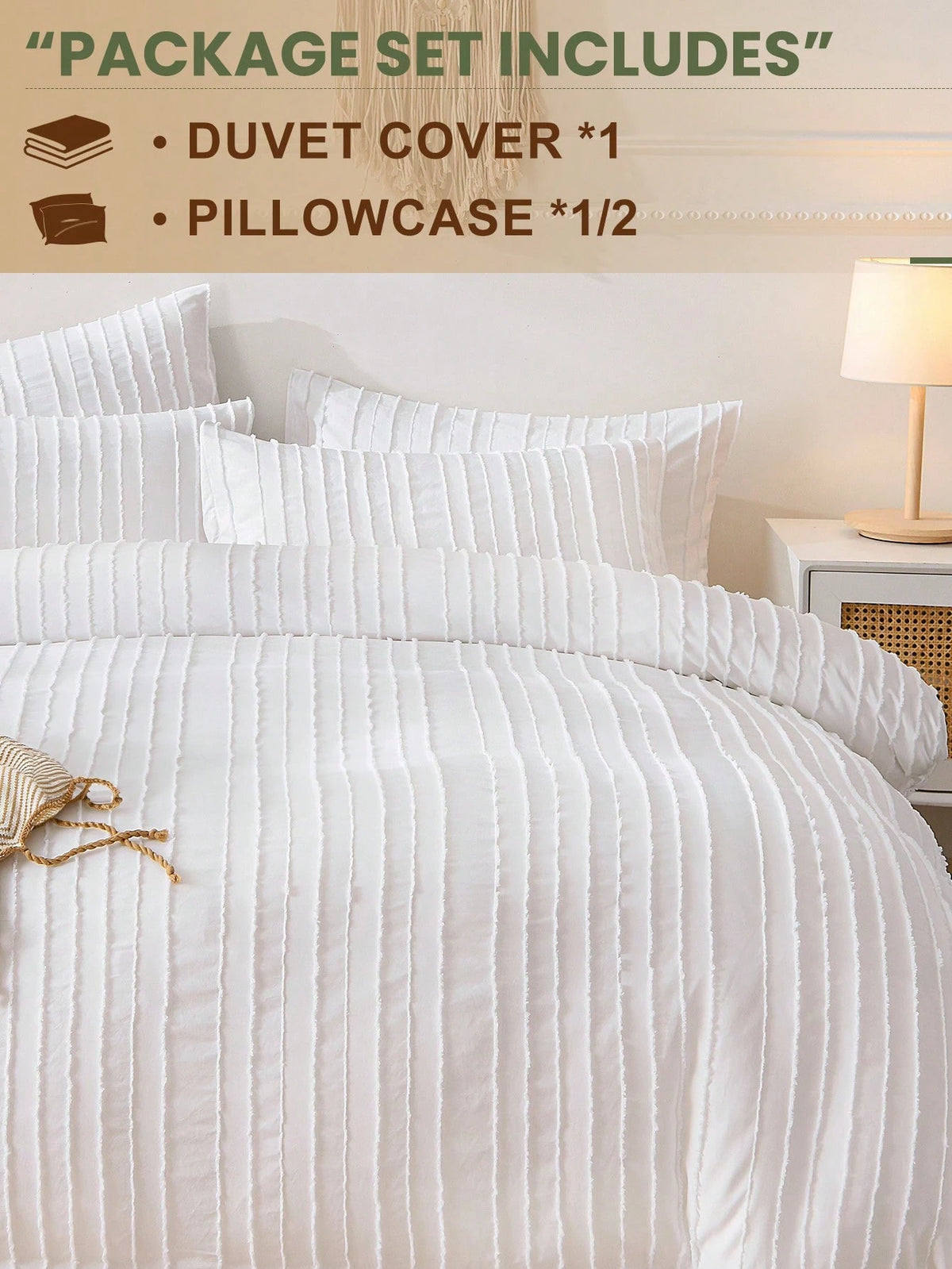 Cirelle 2/3pcs Solid Duvet Cover Set, Bedding Set, Soft And Warm Bedding, Skin-Friendly Comforter Cover Set, Solid White Color Wave Stripe Pattern, Comfortable And Anti-Pilling Bed Set, Comforter Cove