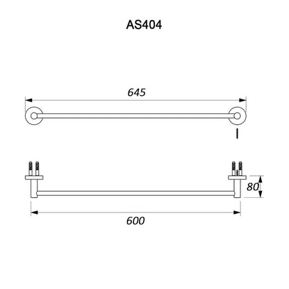 COMO Single Towel Rail 600mm Matte Black Accessories Arova