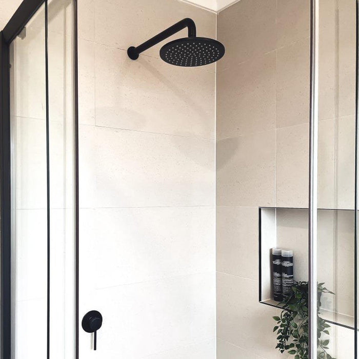 MICA Round Shower Head 200mm Black Showers Arova