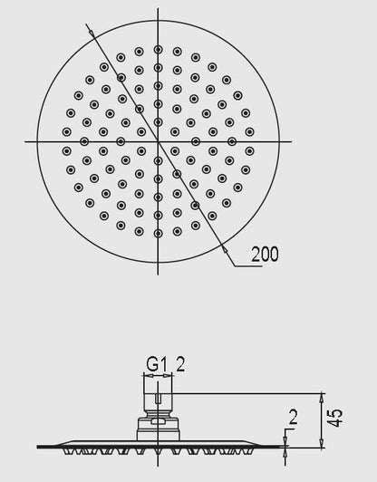 MICA Round Shower Head 200mm Chrome Showers Arova