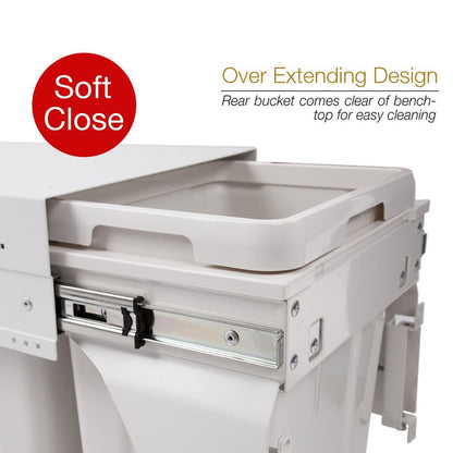 Soft Close 26L Pull Out Waste Bin For 350mm Cabinet Storage Arova