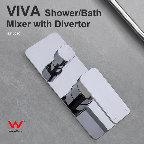 VIVA Shower Bath Mixer with Divertor Tapware Arova