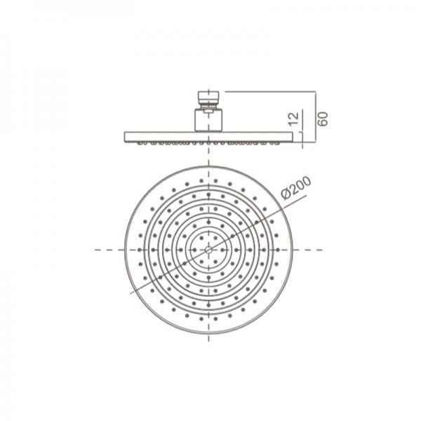 COMO 200mm Rain Shower Rose Matte Black Showers Arova