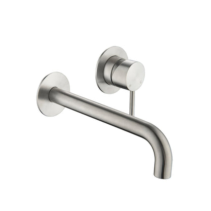 CLIO Round Wall Basin/Bath Mixer Spout Brushed Nickel Tapware Arova