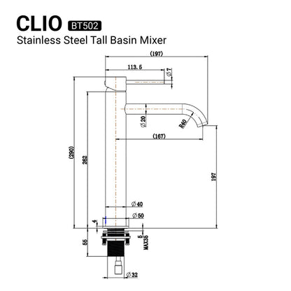 CLIO Tall Basin Mixer Matte Black