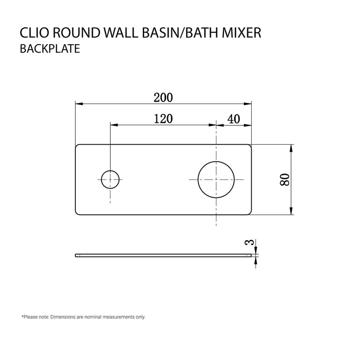 CLIO Wall Basin/Bath Mixer Spout Backplate Brushed Nickel Tapware Arova