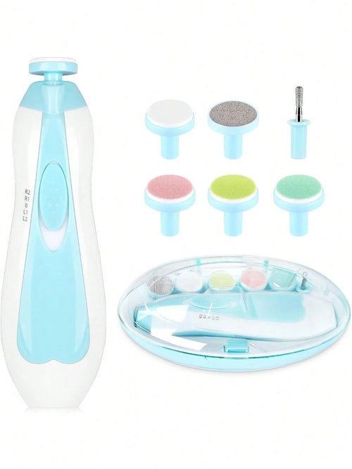 Cochildor Baby Nail Trimmer Electric Kit Fingernails Toes Care Manicure 6-In-1 Set With LED Light For Newborn Kids And Adult Available In Pink And Blue.