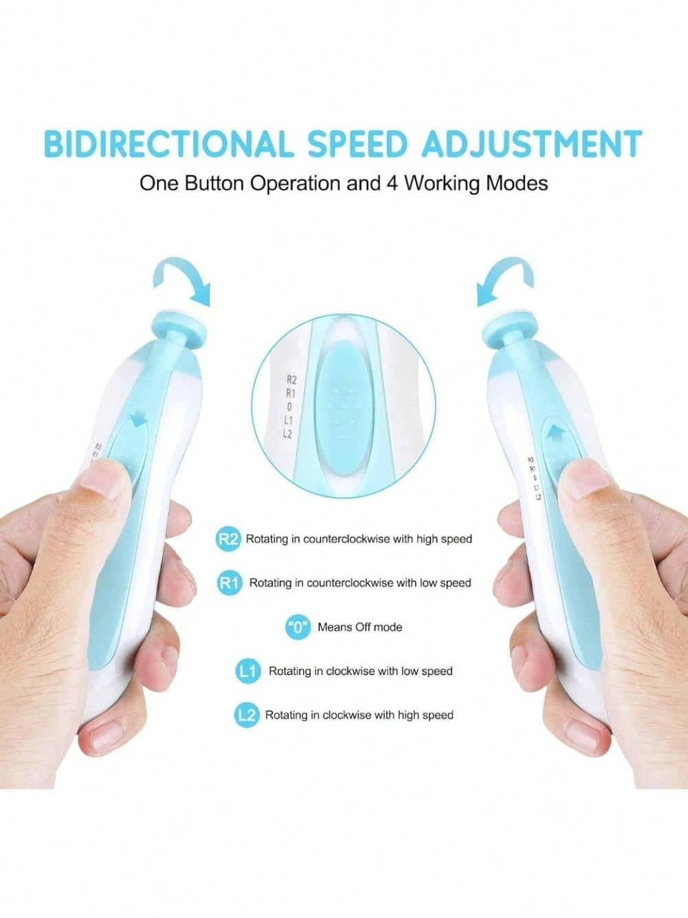 Cochildor Baby Nail Trimmer Electric Kit Fingernails Toes Care Manicure 6-In-1 Set With LED Light For Newborn Kids And Adult Available In Pink And Blue.