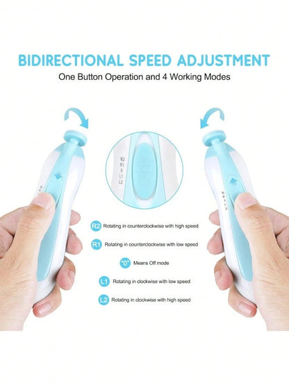 Cochildor Baby Nail Trimmer Electric Kit Fingernails Toes Care Manicure 6-In-1 Set With LED Light For Newborn Kids And Adult Available In Pink And Blue.