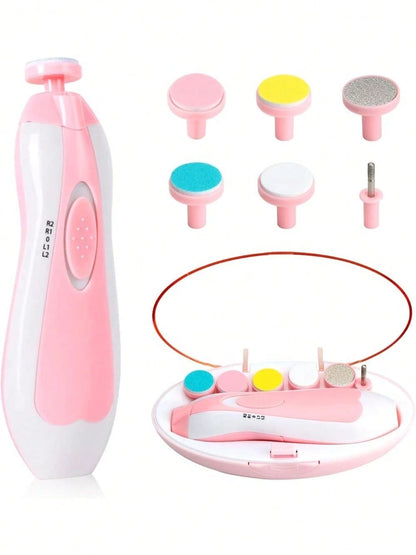 Cochildor Baby Nail Trimmer Electric Kit Fingernails Toes Care Manicure 6-In-1 Set With LED Light For Newborn Kids And Adult Available In Pink And Blue.