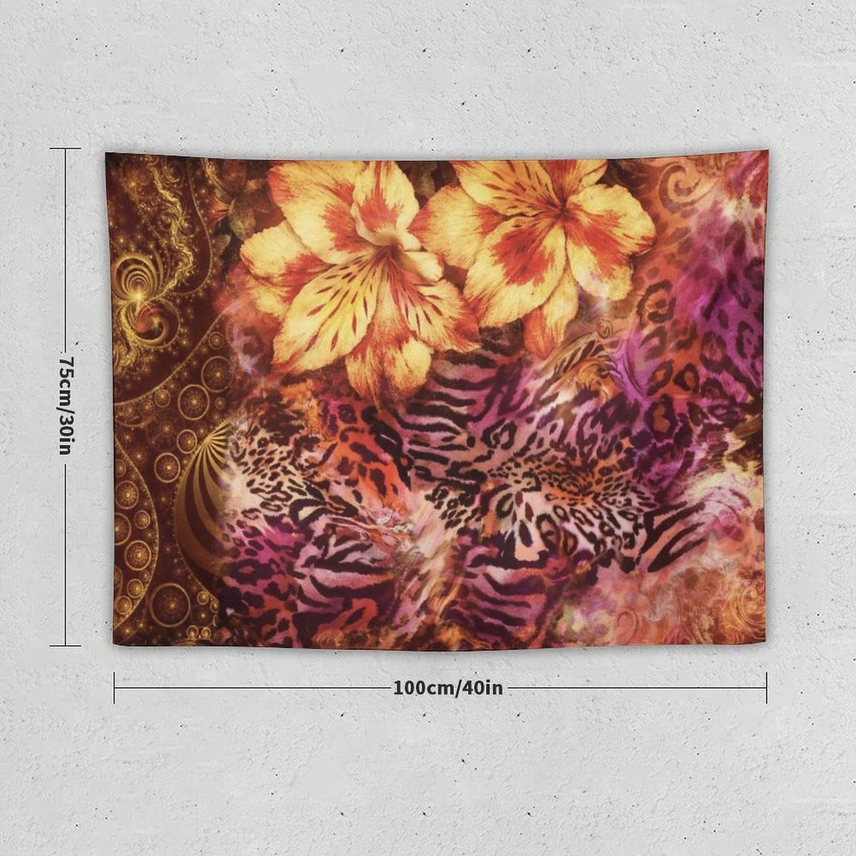 Colorful Flowers And Leopard Print Art Patterns Decorate Art Tapestries, Abstract Art Living Room Bedroom Wall Hangings, Housewarming Gifts Home Soft Decoration Tapestries, Ideal Furniture Decorations