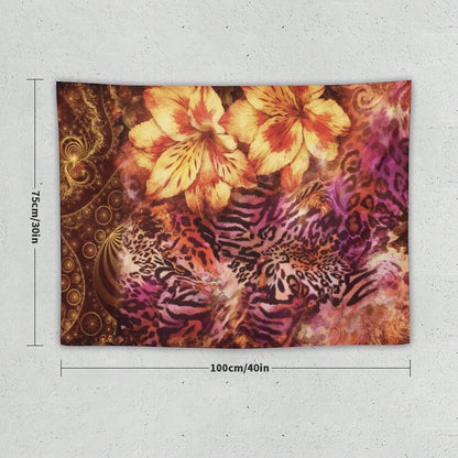 Colorful Flowers And Leopard Print Art Patterns Decorate Art Tapestries, Abstract Art Living Room Bedroom Wall Hangings, Housewarming Gifts Home Soft Decoration Tapestries, Ideal Furniture Decorations