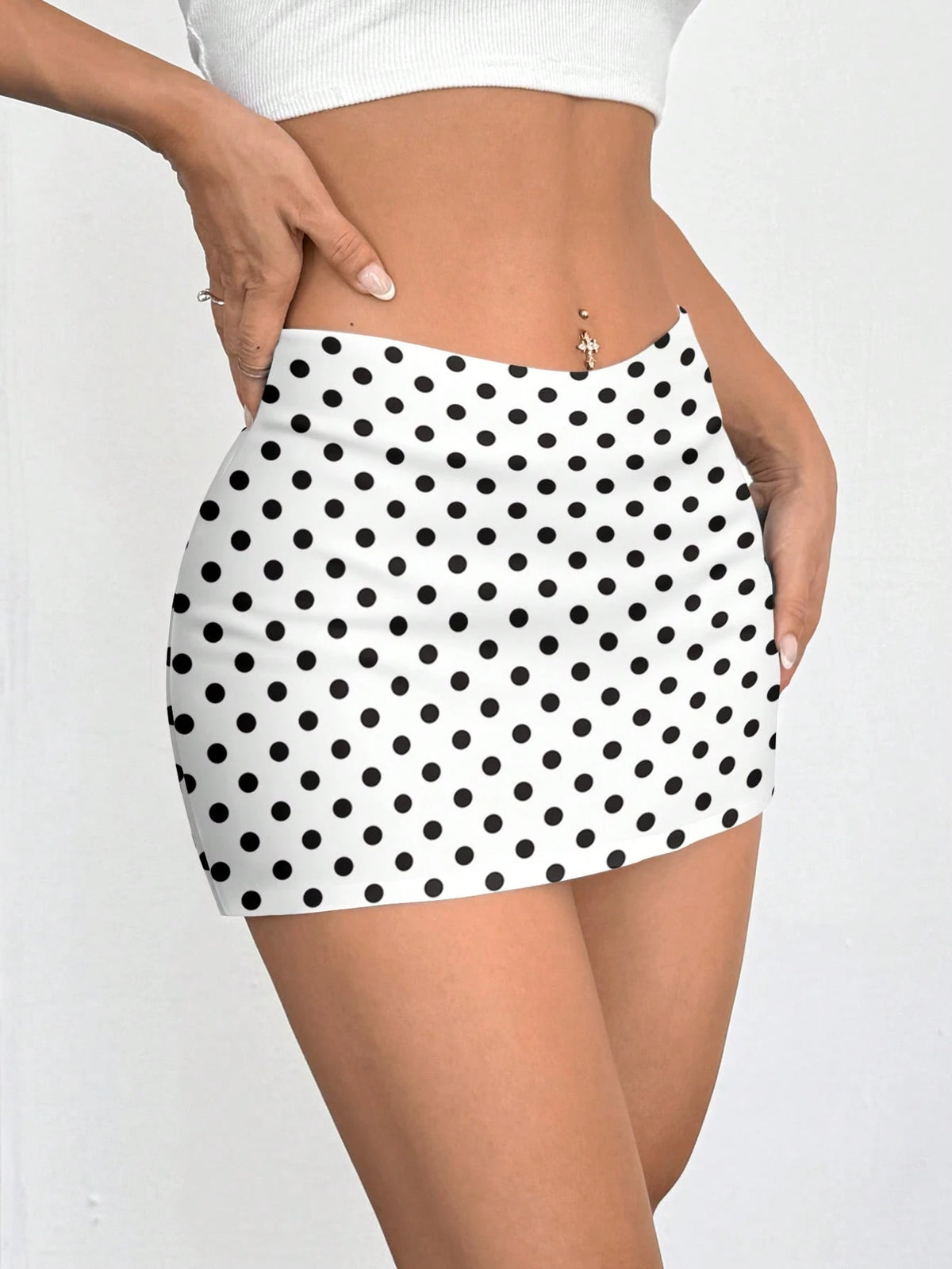 Comfortcana 2pcs Casual Polka Dot Print Mini Skirt, Versatile For Daily, Party, Airport, Comfortable For Spring/Summer Carnival