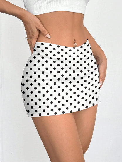 Comfortcana 2pcs Casual Polka Dot Print Mini Skirt, Versatile For Daily, Party, Airport, Comfortable For Spring/Summer Carnival