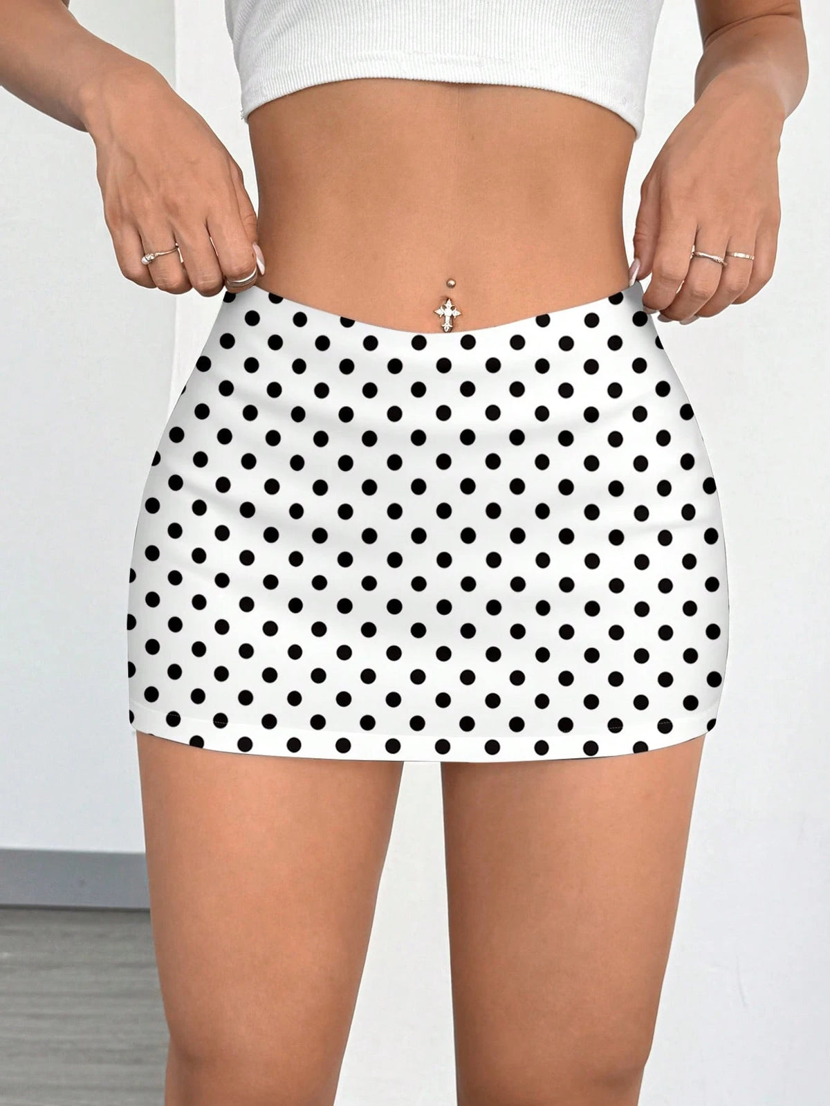 Comfortcana 2pcs Casual Polka Dot Print Mini Skirt, Versatile For Daily, Party, Airport, Comfortable For Spring/Summer Carnival