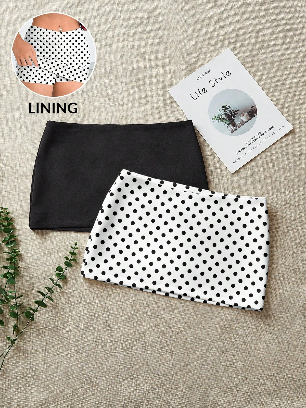 Comfortcana 2pcs Casual Polka Dot Print Mini Skirt, Versatile For Daily, Party, Airport, Comfortable For Spring/Summer Carnival