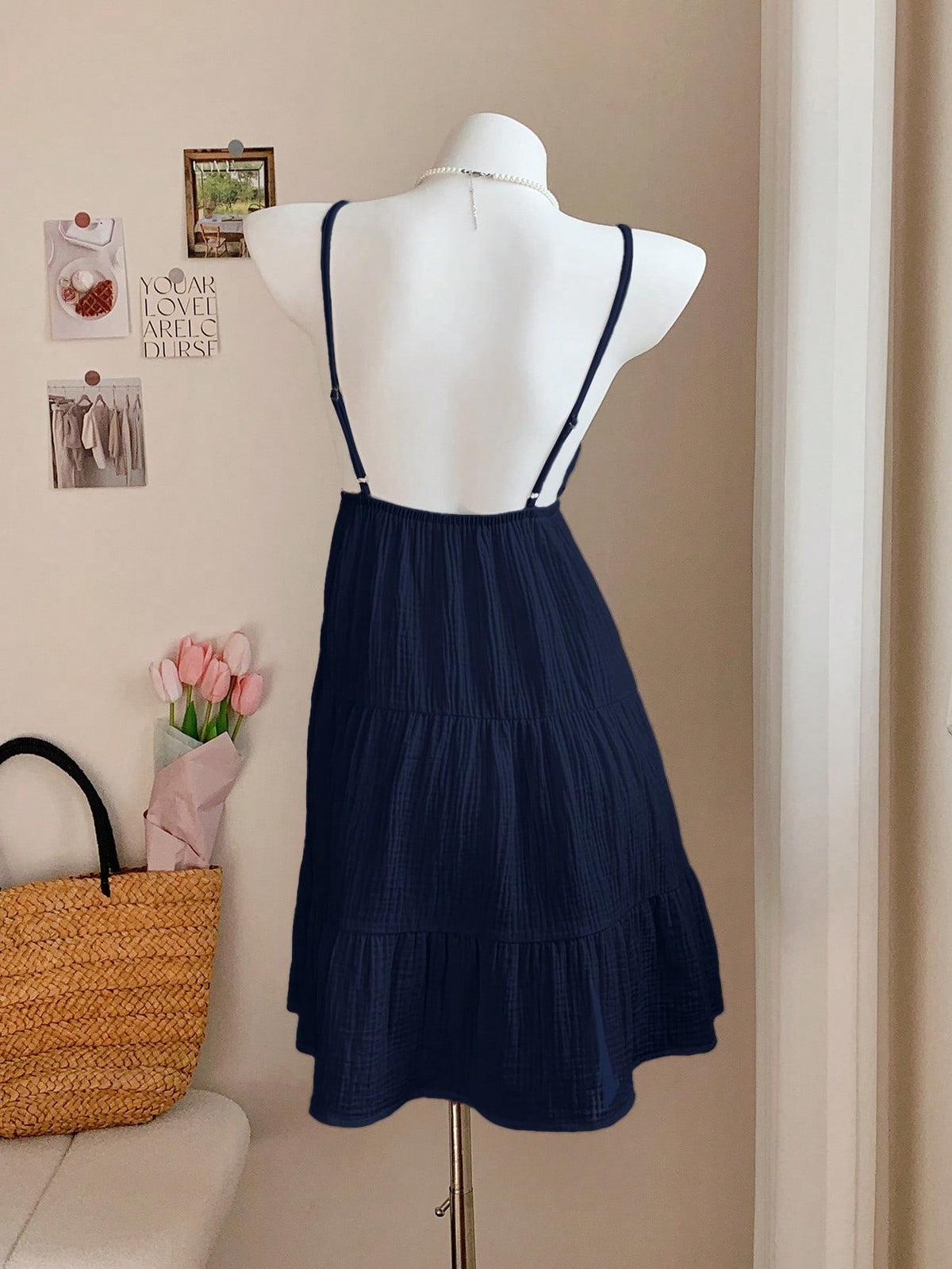 Comfortcana Navy Blue Casual Mini Dress For Women, Summer