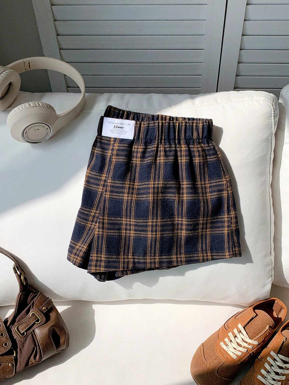 Comfortcana Women's Casual Plaid Mini Shorts For Summer