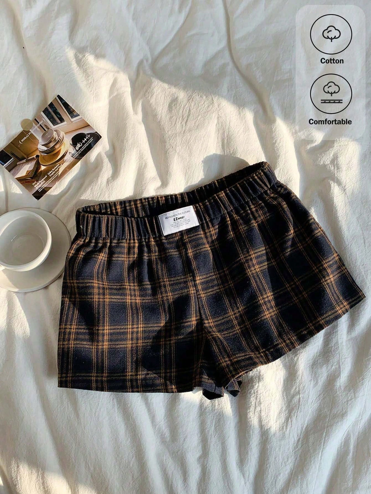 Comfortcana Women's Casual Plaid Mini Shorts For Summer