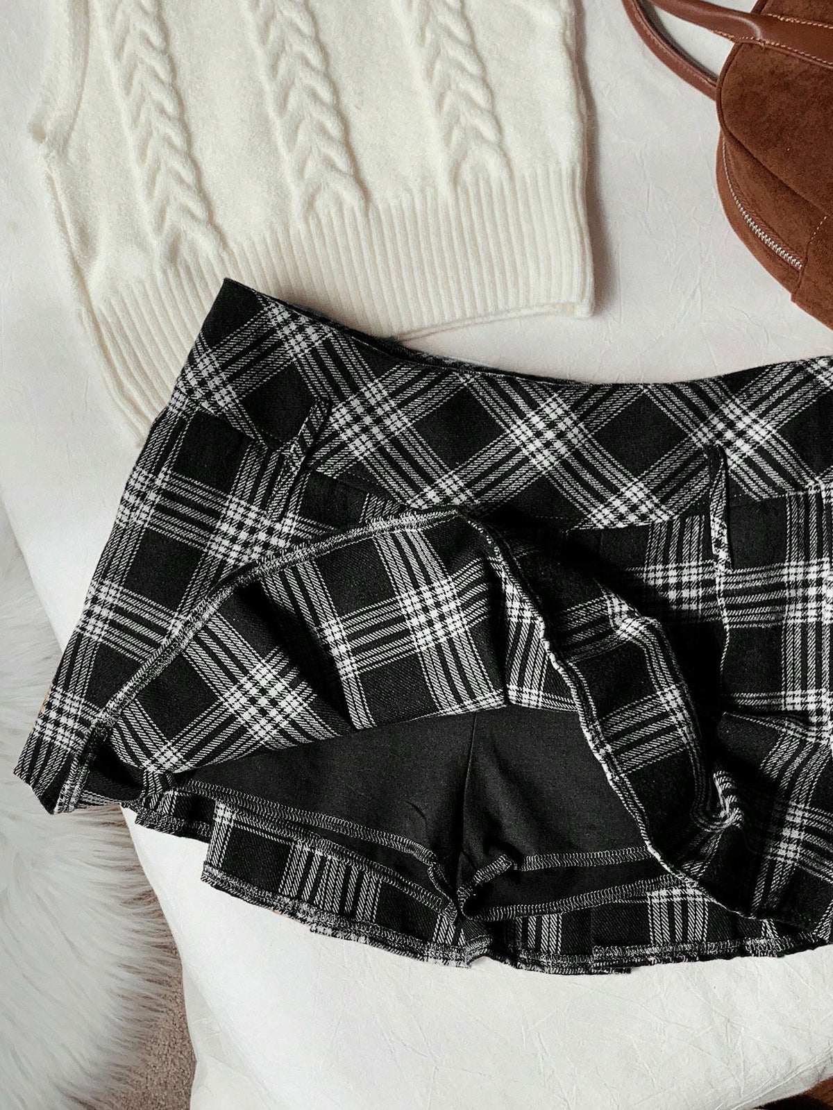 Comfortcana Women's Plaid Pleated Versatile Elegant A-Line Skirt