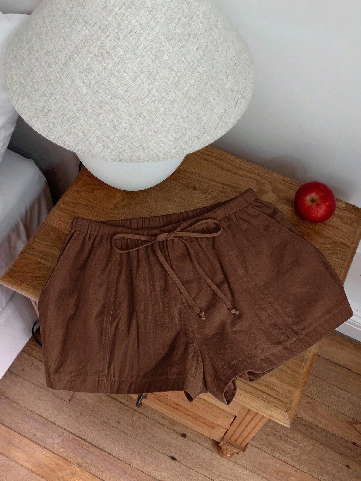 Comfortcana Women's Solid Color Tie Waist Casual Versatile Shorts