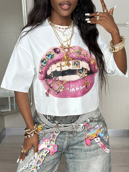 Coolane Coolgirl Women's Summer Streetwear Going Out Hip-Hop Graphics Oversized Short T-Shirt