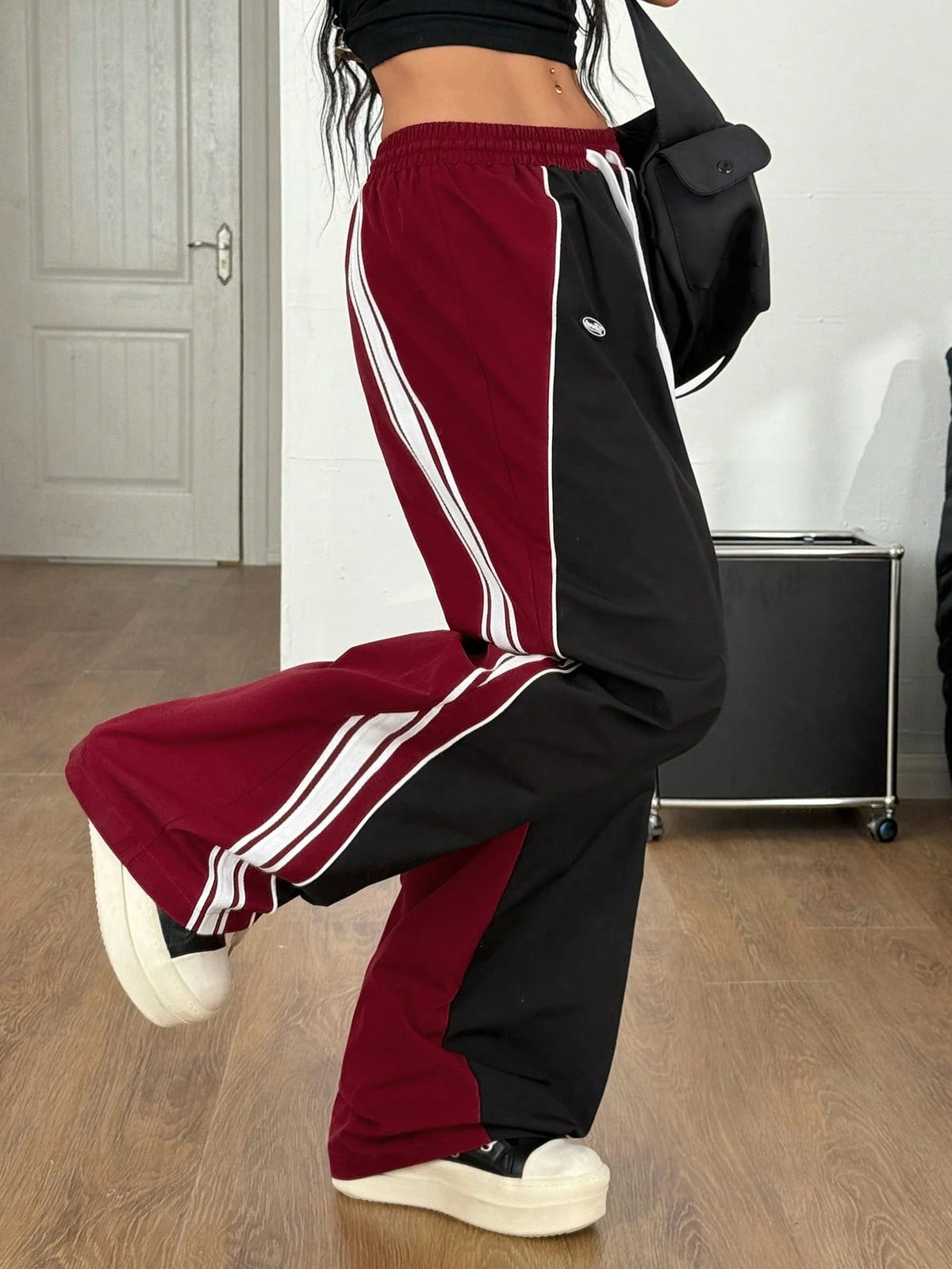 Coolane Women's Men's Summer Concert Gym Streetwear Athleisure Going Out Sportswear Black Banded Texture Decoration Pants