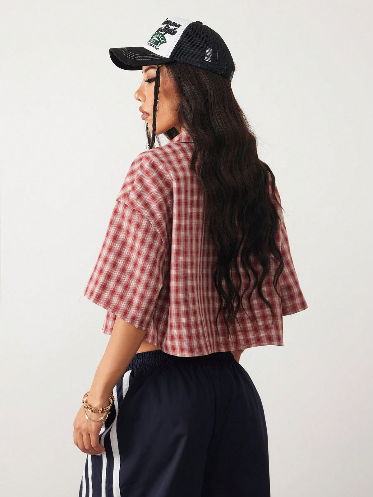 Coolane Women's Spring/Summer Vintage Preppy Streetwear Casual Homecoming Basic Daily Wear Crop Plaid Loose Tops Black Shirt Blazer Set For Women,Summer Top