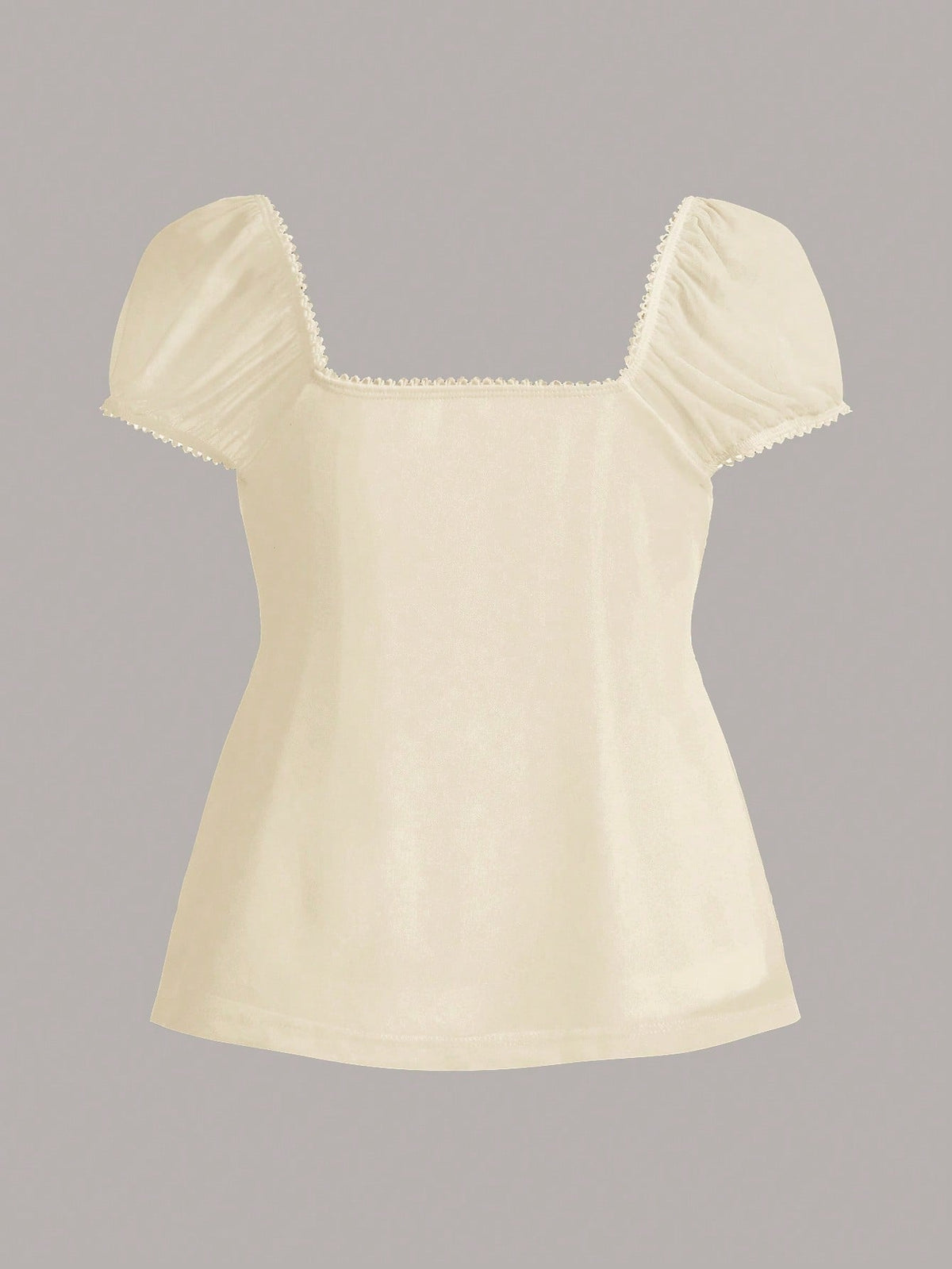 CovetEZ Cotton Summer Set Square Neck Petal Sleeve Tie Front T-Shirt Apricot Color Suitable For Summer