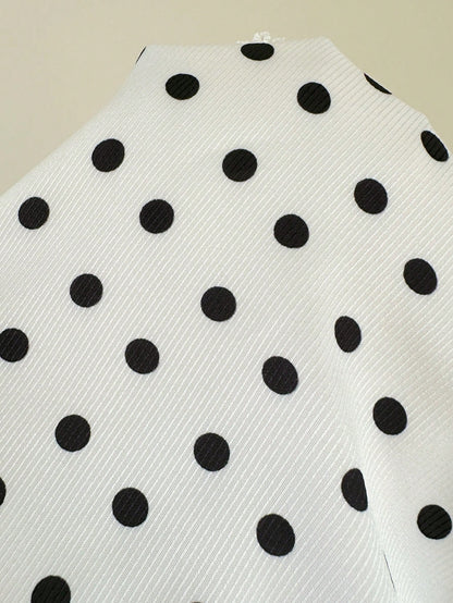 CovetEZ Women's Casual Cute Y2k Polka Dot Print Lace Trim Skirt, Autumn Party Night Outfits White And Black Polka Dot