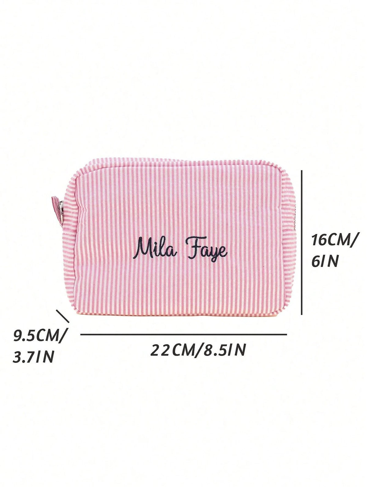 Custom Shadow Monogram Cosmetic Bag, Shadow Monogram Embroidered Makeup Bag, Personalized Bridesmaid Makeup Bag, Seersucker Cosmetic Bag For Girl, Large Capacity Cosmetic Bag, Bridesmaid Bridal Gifts