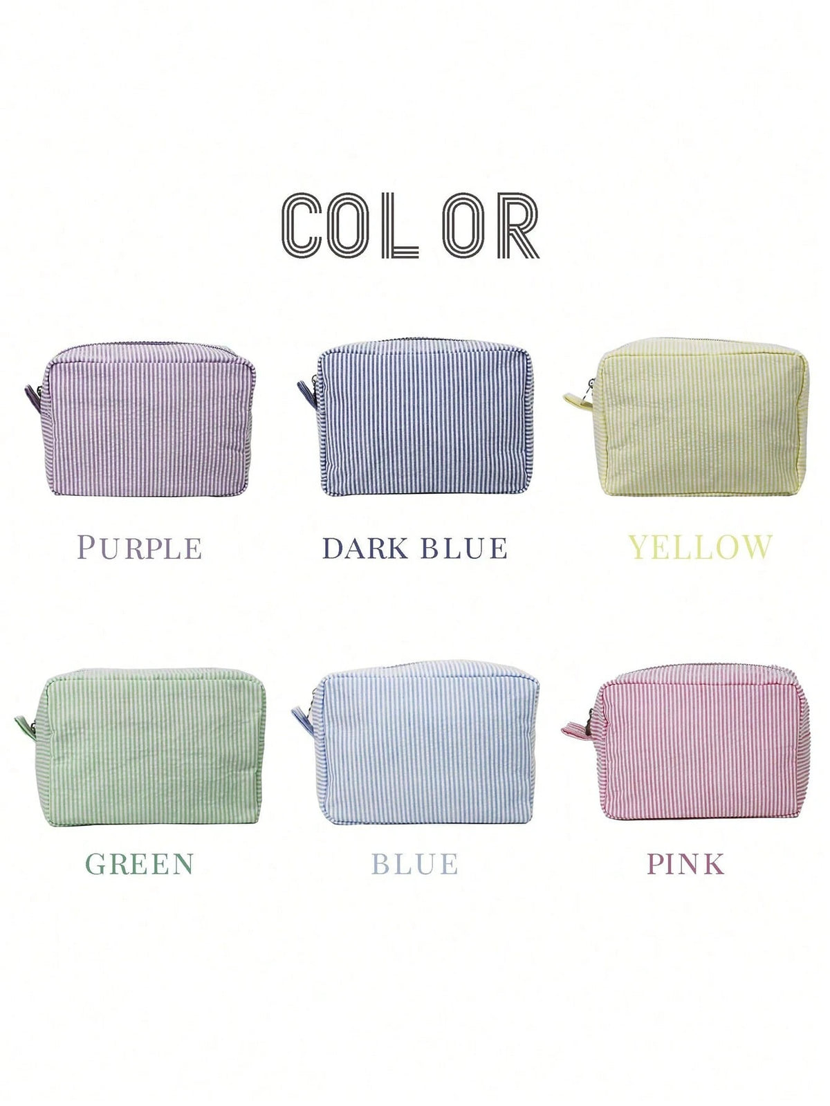 Custom Shadow Monogram Cosmetic Bag, Shadow Monogram Embroidered Makeup Bag, Personalized Bridesmaid Makeup Bag, Seersucker Cosmetic Bag For Girl, Large Capacity Cosmetic Bag, Bridesmaid Bridal Gifts