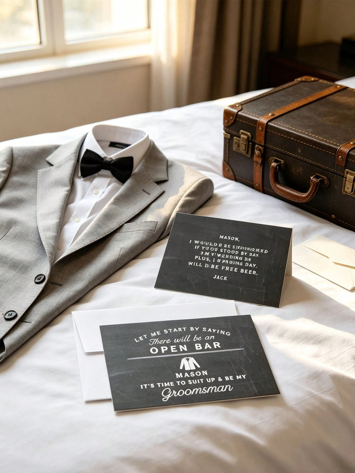 Customizable Invitation Cards, Customizable Groomsman Invitation Cards, Customizable Name, Can Be Paired With Paper Envelopes, Suitable For Weddings, Pre-Wedding Parties, Engagement Parties, Suitable