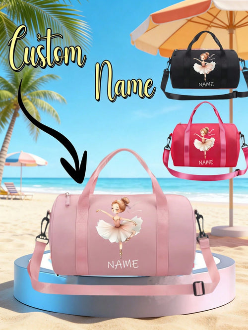 Customizable Personalized Name Suitcase, Customizable Name/Text Women's Ballet Handbag/Backpack- High Quality Nylon Backpack With Adjustable Shoulder Strap, Suitable As Ballet Dancer Gift, Travel And