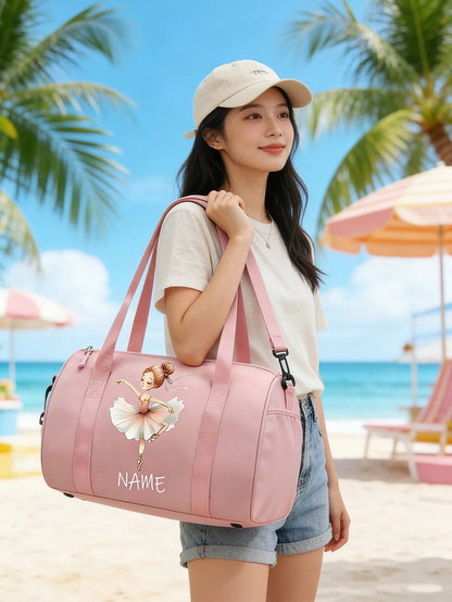 Customizable Personalized Name Suitcase, Customizable Name/Text Women's Ballet Handbag/Backpack- High Quality Nylon Backpack With Adjustable Shoulder Strap, Suitable As Ballet Dancer Gift, Travel And