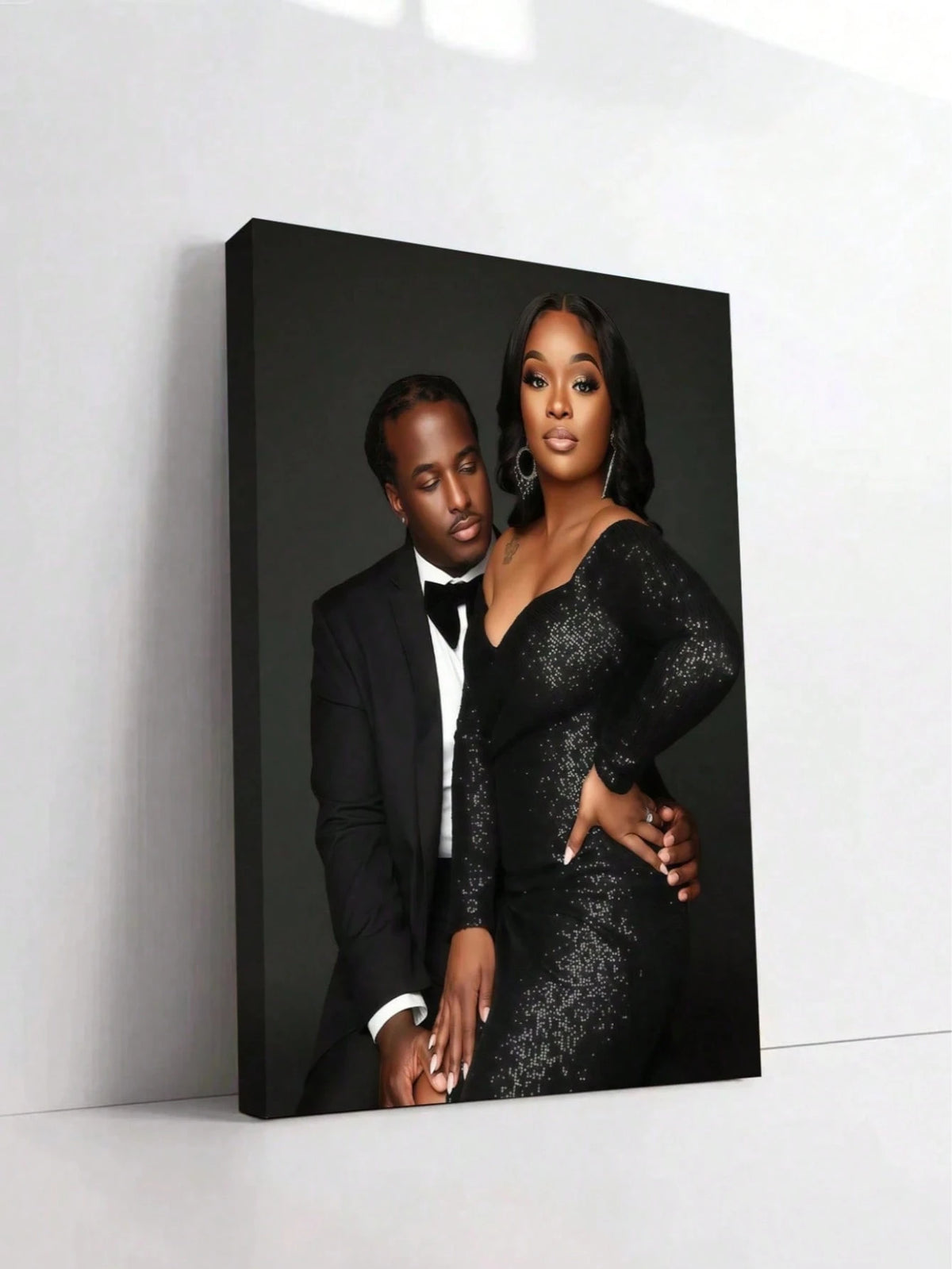 Customizable Wooden Frame Canvas Wall Art- Personalized Family Portraits And Action Photos, Printing, Suitable For Living Room, Bedroom Or Home Office Decor
