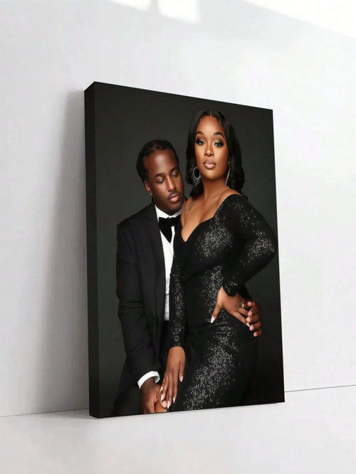 Customizable Wooden Frame Canvas Wall Art- Personalized Family Portraits And Action Photos, Printing, Suitable For Living Room, Bedroom Or Home Office Decor