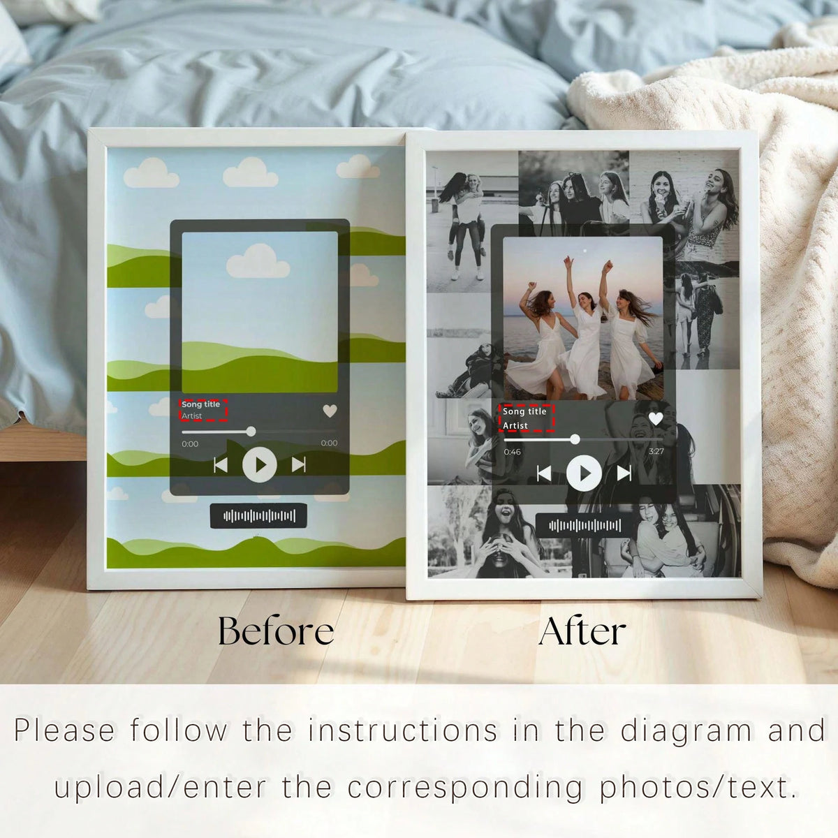 Customized Music Poster Canvas Template, Our Song Photo Collage As Celebration Gift, Room Decor, Wall Art, Personalized Photos, Boyfriend, Girlfriend, Father, Mother, Family, Friend, Anniversary, Birt