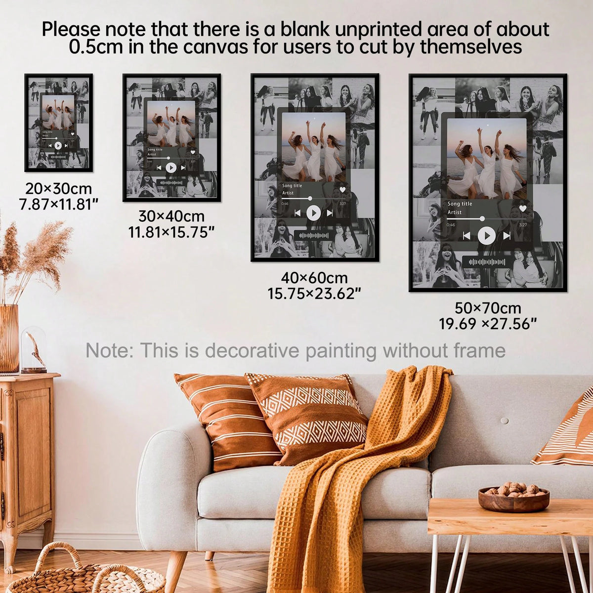 Customized Music Poster Canvas Template, Our Song Photo Collage As Celebration Gift, Room Decor, Wall Art, Personalized Photos, Boyfriend, Girlfriend, Father, Mother, Family, Friend, Anniversary, Birt