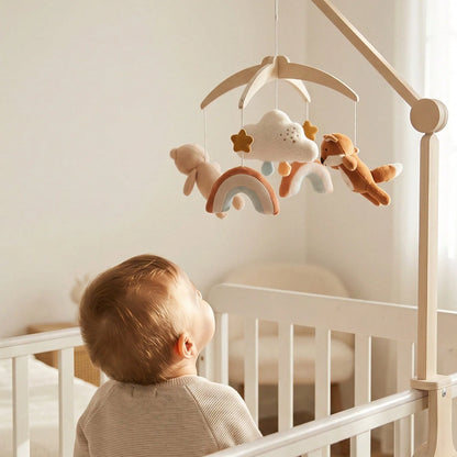Cute Plush Animal Bed Mobile, Elephant Fox Zoo Baby Crib Hanging Toy, Can Be Hung On Baby Crib For Decoration, Baby Hanging Bed Mobile, Cartoon Shaped Bed Hanging, Activity Center Accessory, Develop B