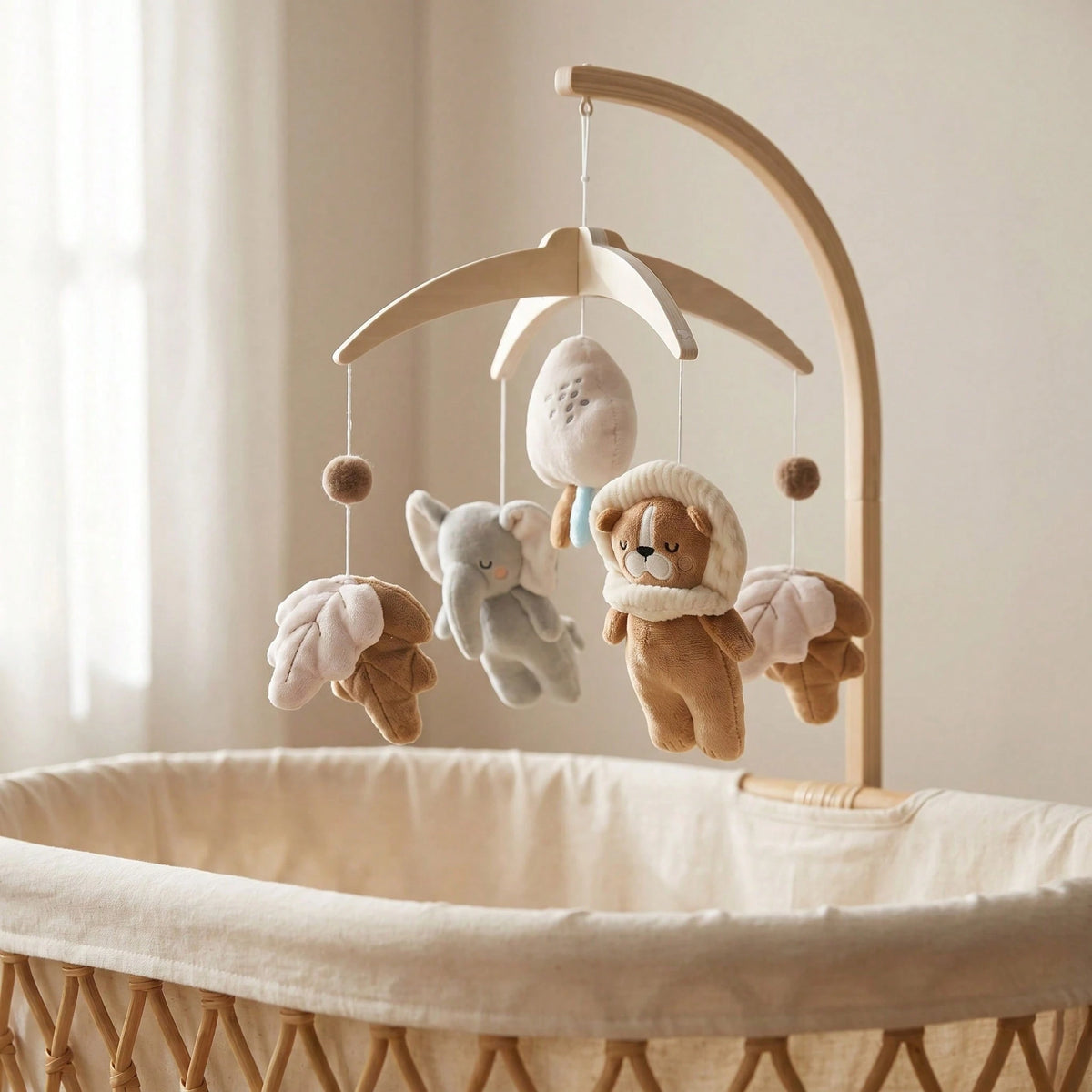 Cute Plush Animal Bed Mobile, Elephant Fox Zoo Baby Crib Hanging Toy, Can Be Hung On Baby Crib For Decoration, Baby Hanging Bed Mobile, Cartoon Shaped Bed Hanging, Activity Center Accessory, Develop B
