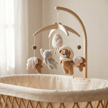 Cute Plush Animal Bed Mobile, Elephant Fox Zoo Baby Crib Hanging Toy, Can Be Hung On Baby Crib For Decoration, Baby Hanging Bed Mobile, Cartoon Shaped Bed Hanging, Activity Center Accessory, Develop B