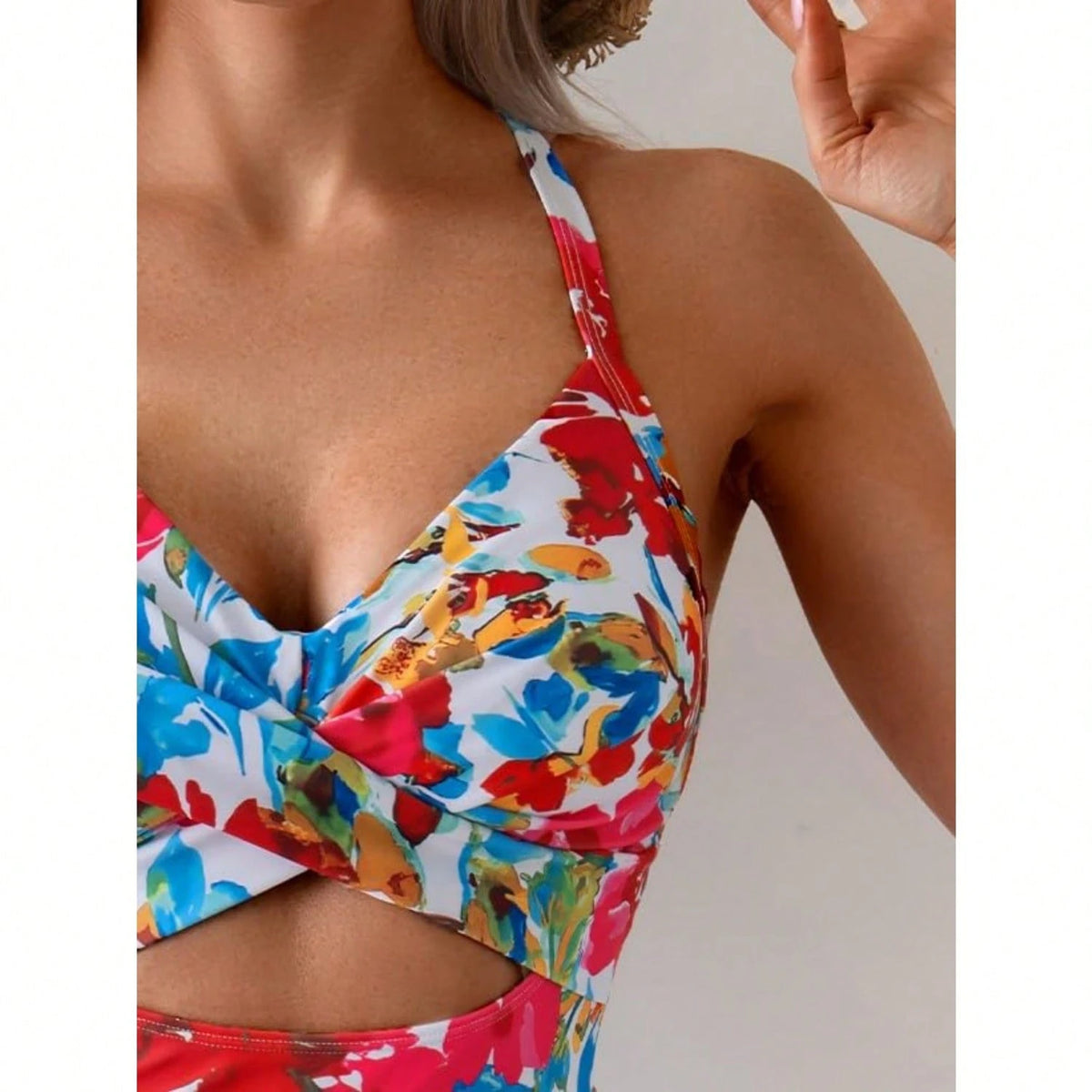 DAILY DOSE Women Cutout One Piece Skirt Swimsuit V Neck Wrap Tie Back Swimdress Tummy Control Bathing Suits Slimming Swimwear