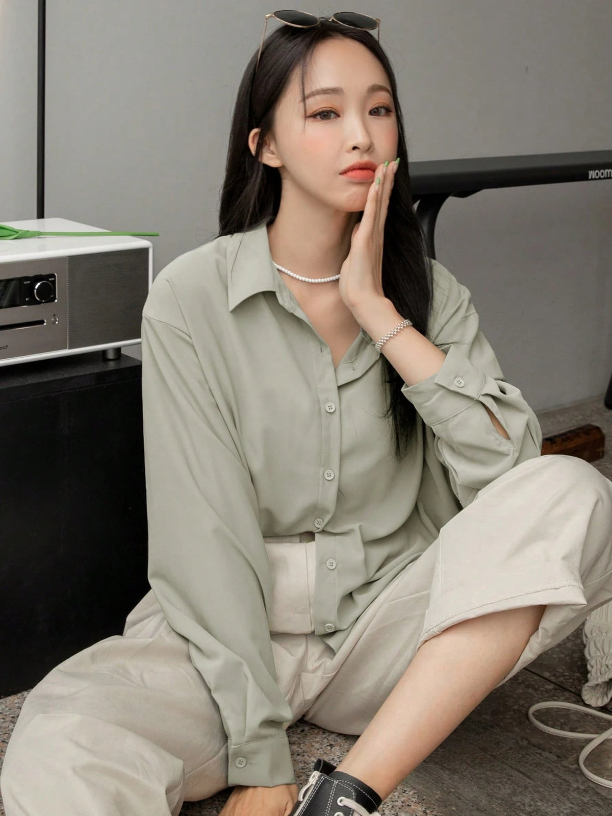 DAZY Drop Shoulder Button Front Shirt,Long Sleeve Tops,Fall Clothes