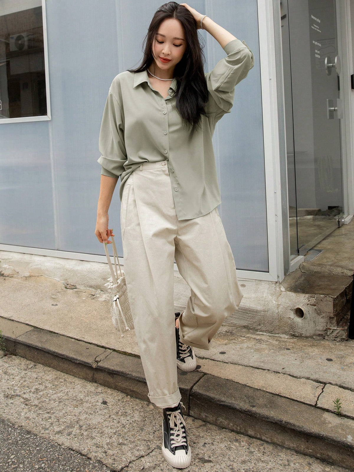 DAZY Drop Shoulder Button Front Shirt,Long Sleeve Tops,Fall Clothes