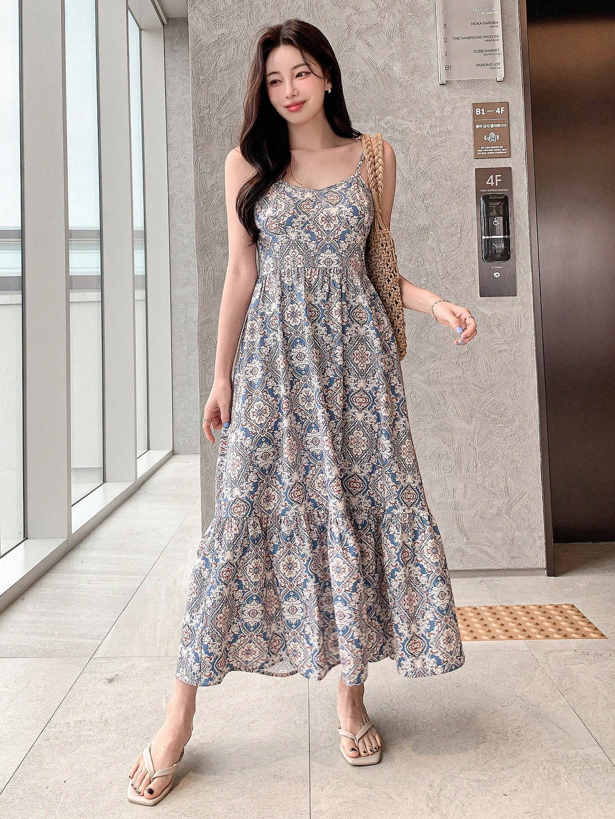DAZY Full Length Sleeveless Cami Dress For Women Summer Boho Cruise Women Outfits Sundress Vacation Outfits Women Floral Maxi Dress