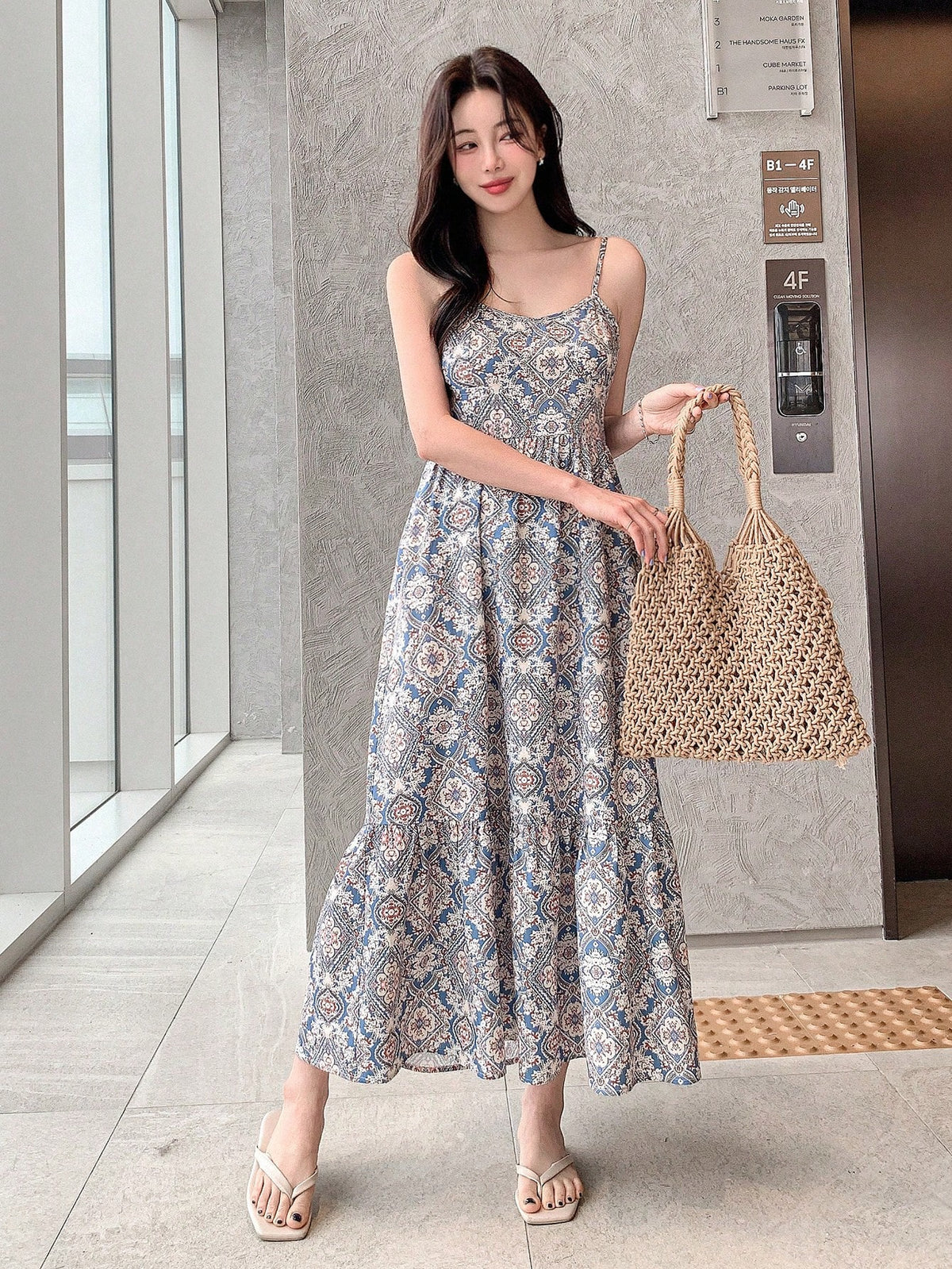 DAZY Full Length Sleeveless Cami Dress For Women Summer Boho Cruise Women Outfits Sundress Vacation Outfits Women Floral Maxi Dress