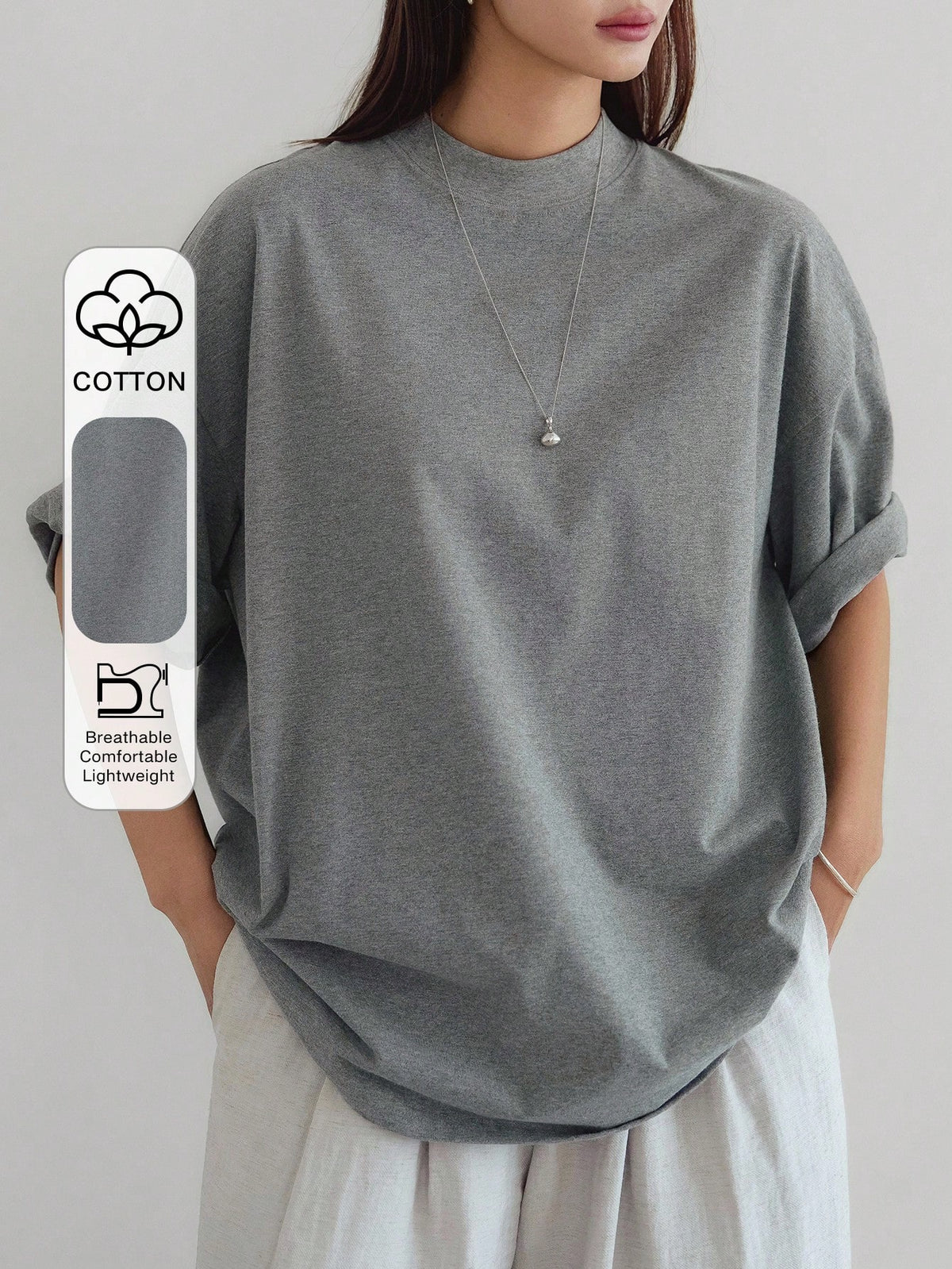 Dazy-Less Loose Casual Solid Color Simple Short Sleeve T-Shirt For Women Oversized T-Shirt Business Casual Woman Work Clothes