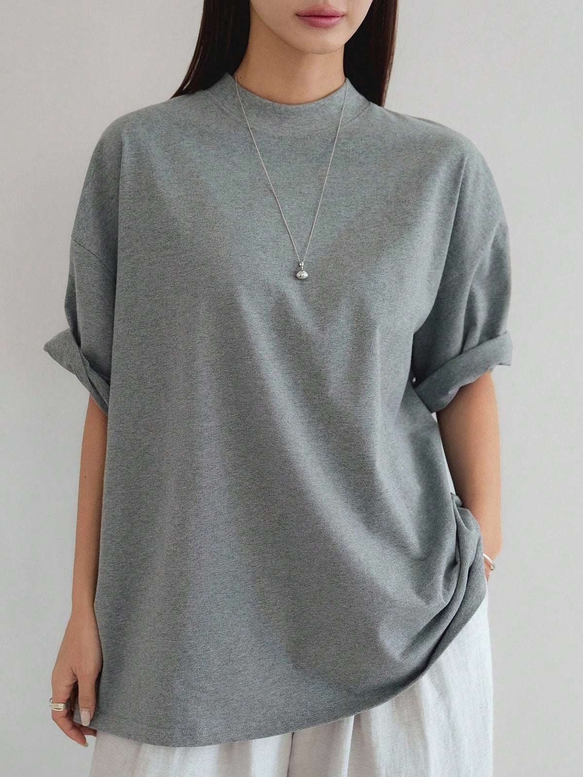 Dazy-Less Loose Casual Solid Color Simple Short Sleeve T-Shirt For Women Oversized T-Shirt Business Casual Woman Work Clothes
