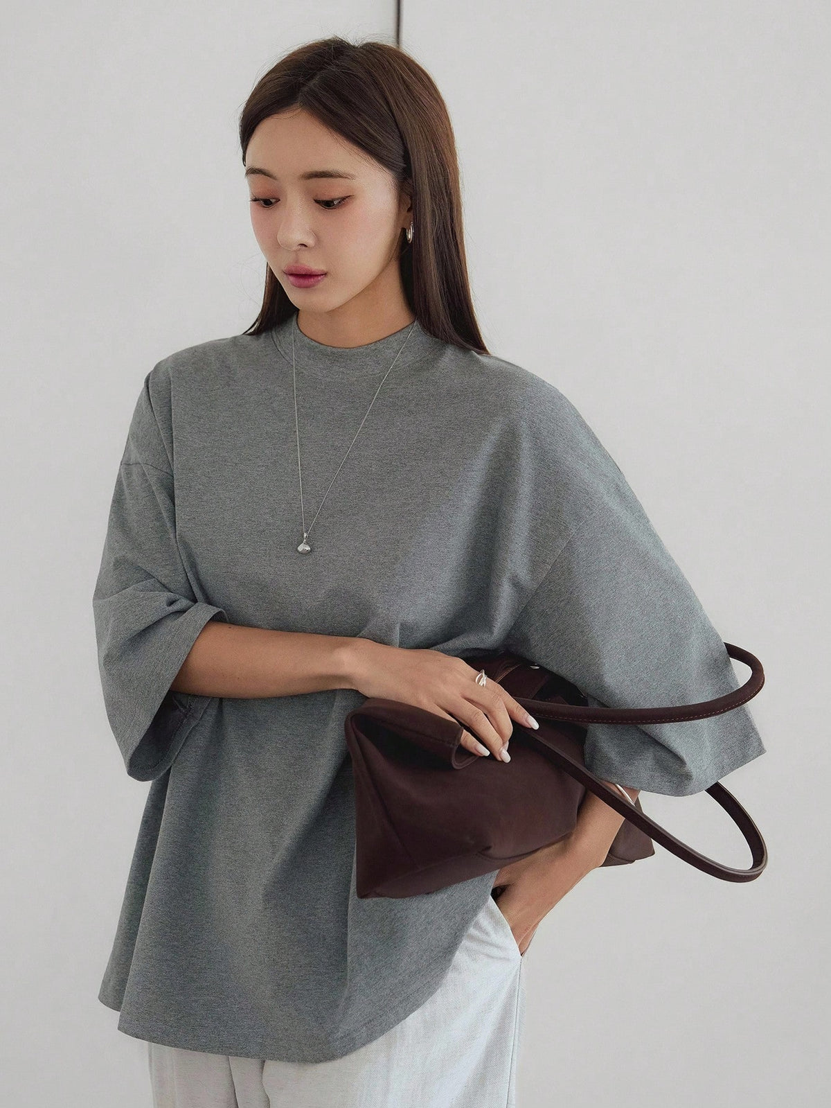 Dazy-Less Loose Casual Solid Color Simple Short Sleeve T-Shirt For Women Oversized T-Shirt Business Casual Woman Work Clothes